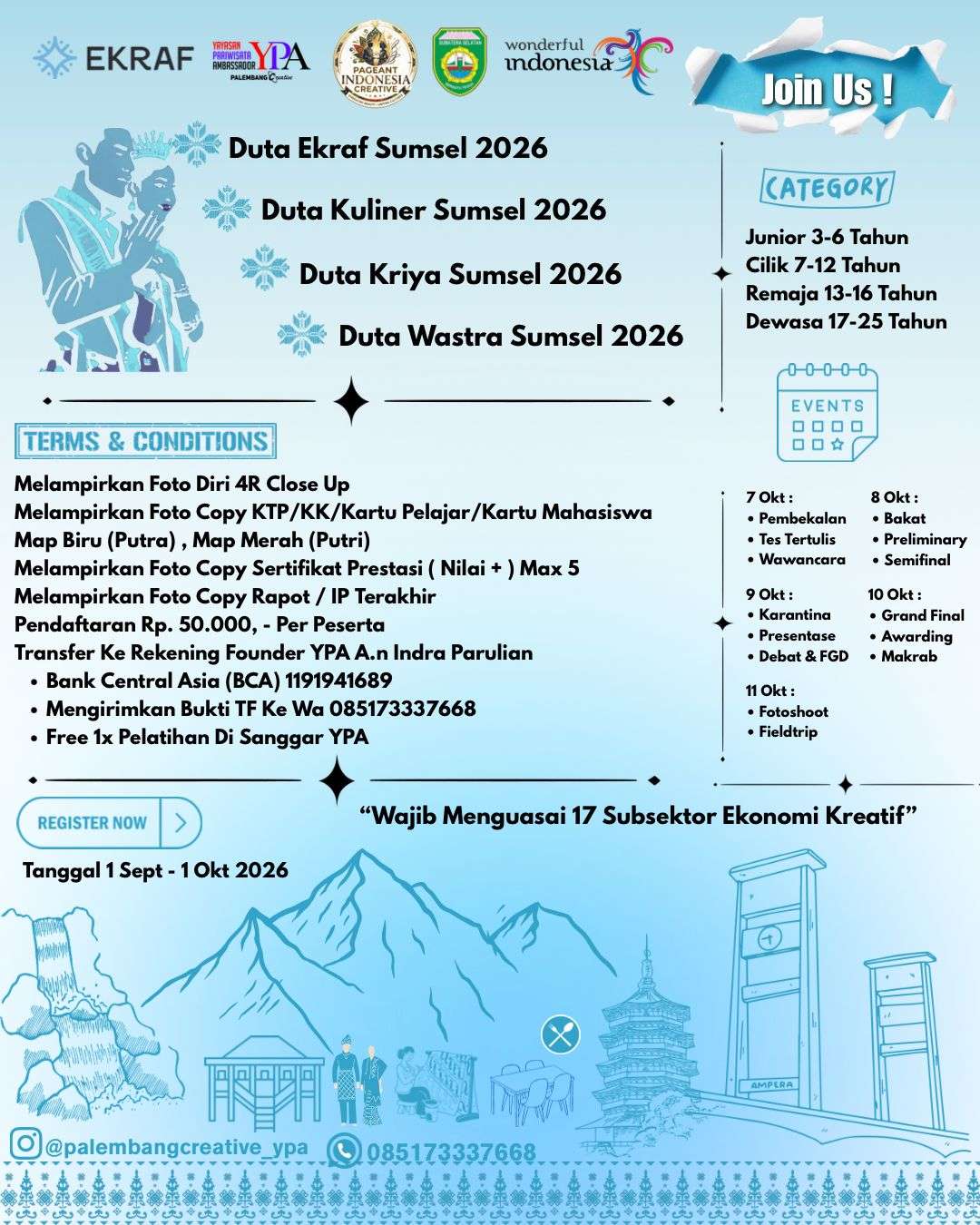 DUTA EKRAF SUMATERA SELATAN (REMAJA & DEWASA)